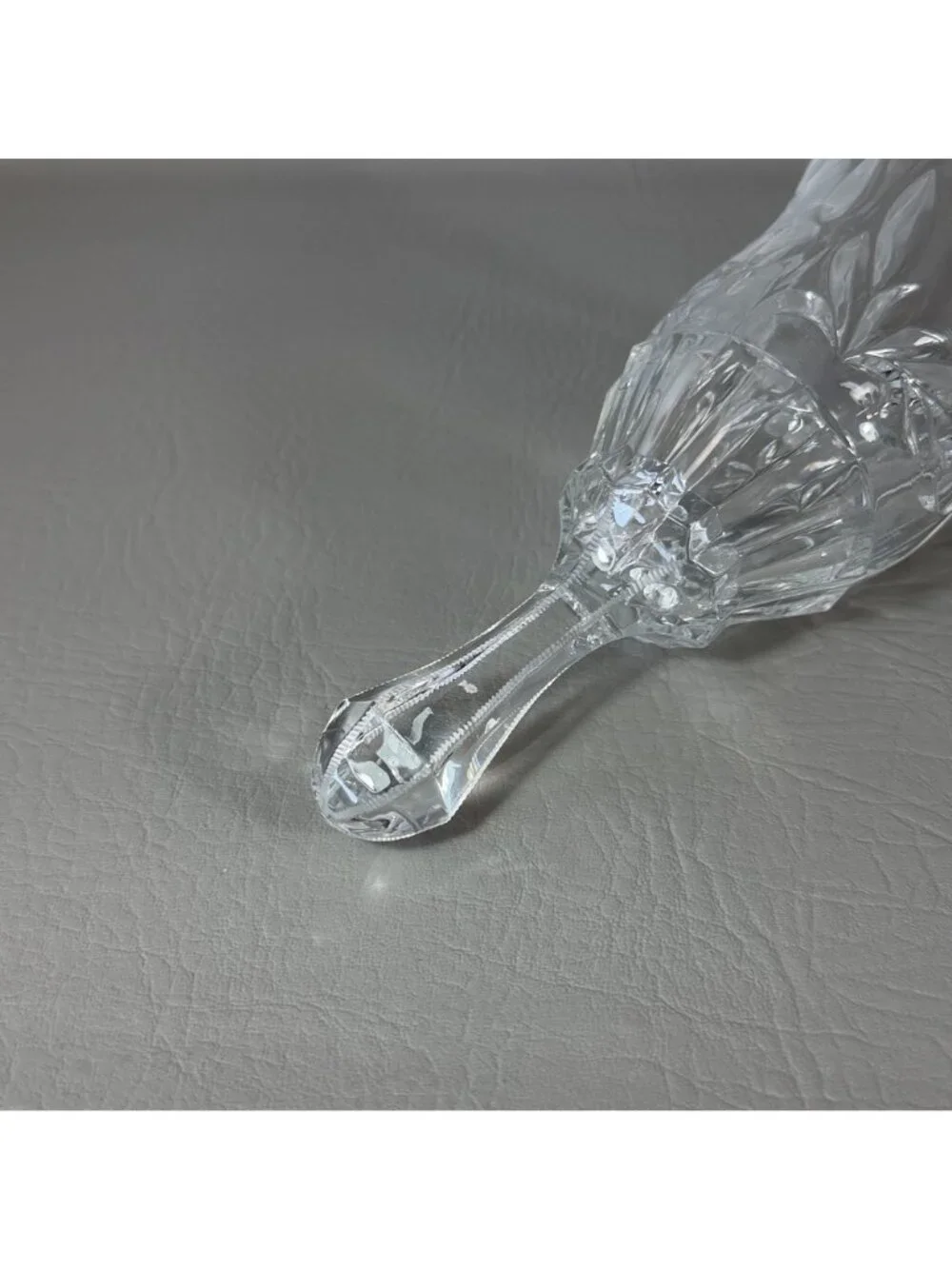 Vintage Clear Glass Dinner Bell Cut Pinwheel Frosted Floral Gray Etched Crystal